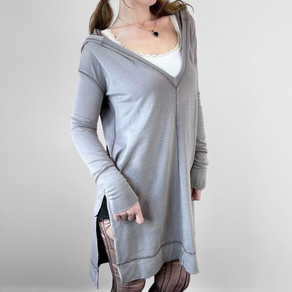 gray free people boho hippie hoodie - Picture 5 of 8